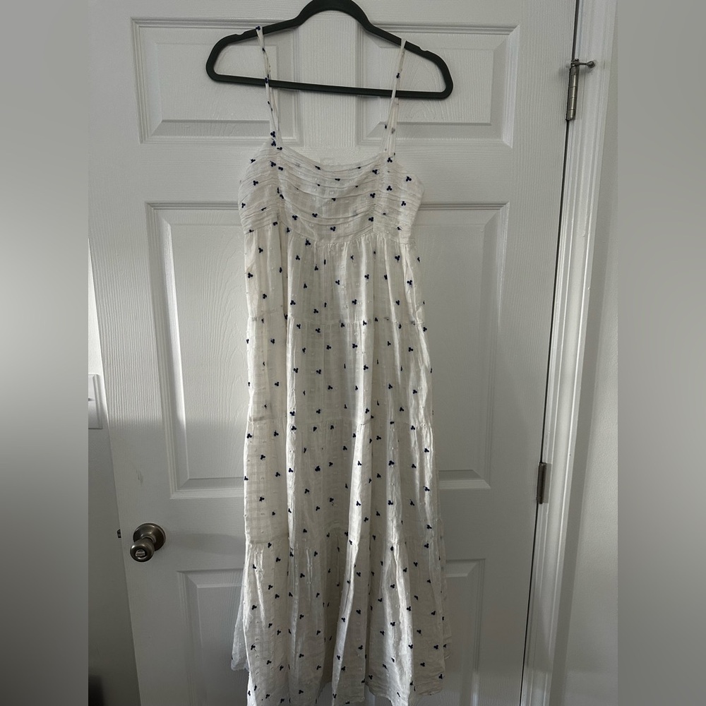 Zara White Maxi Dress with Navy Accents
